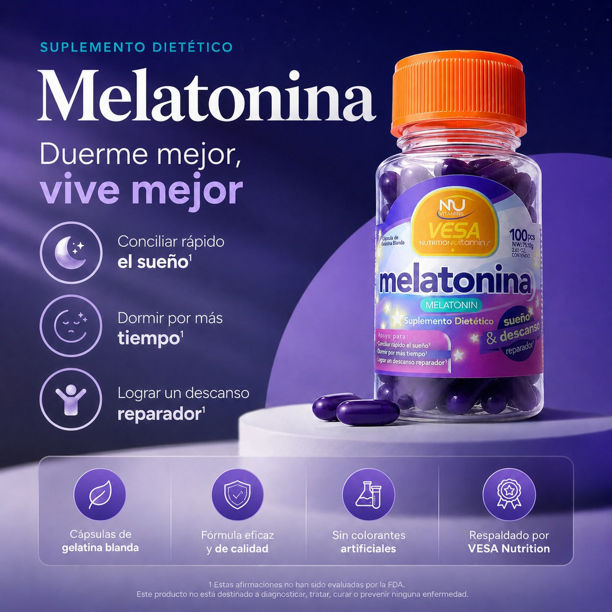 Vesa Melatonina en Cápsulas 2x1