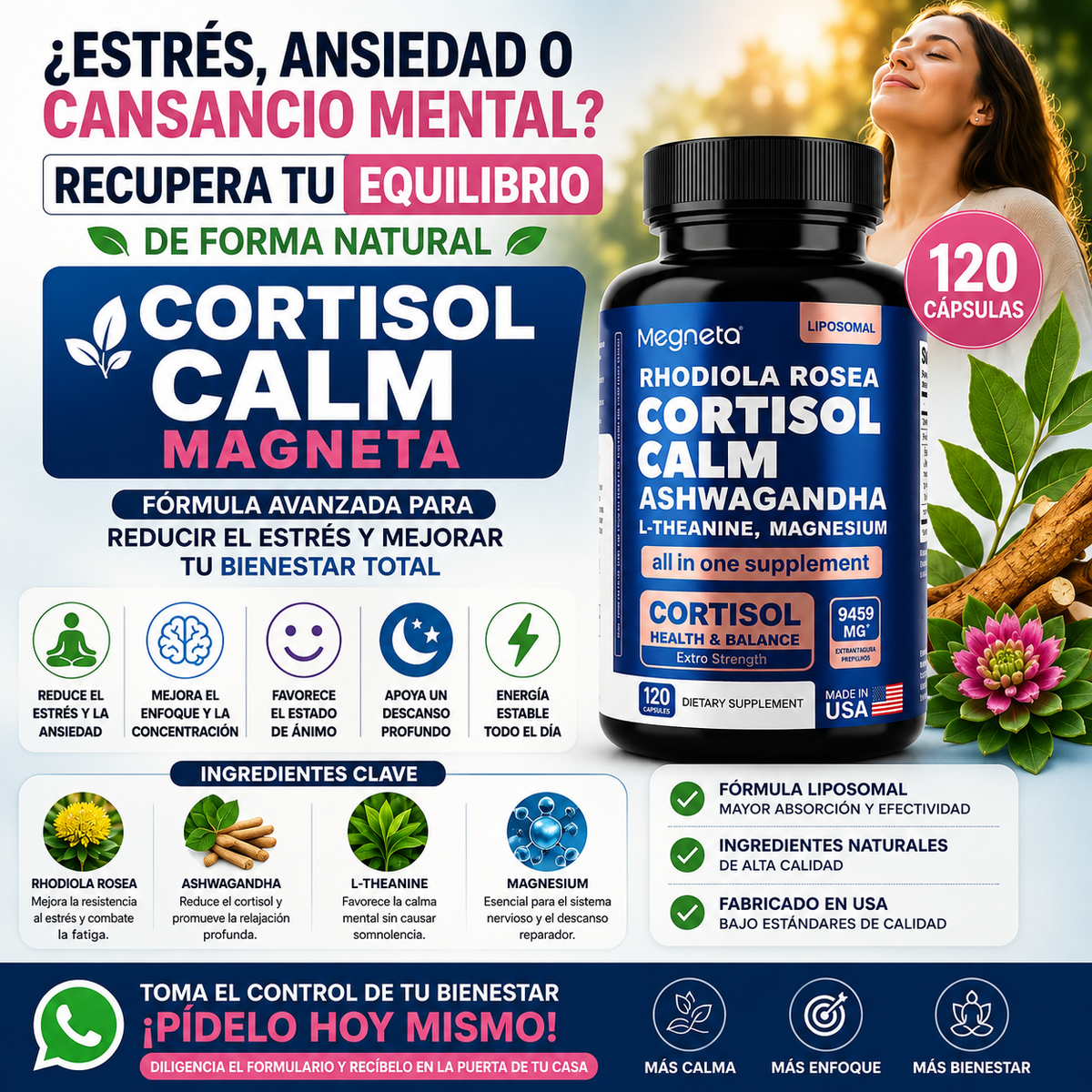 Cortisol Calm Magneta Fórmula Botánica Premium 2x1
