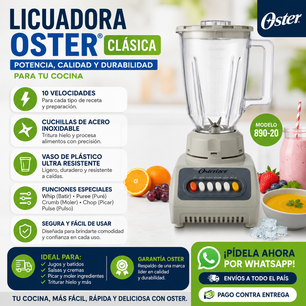 Licuadora Oster Clásica 10 Velocidades